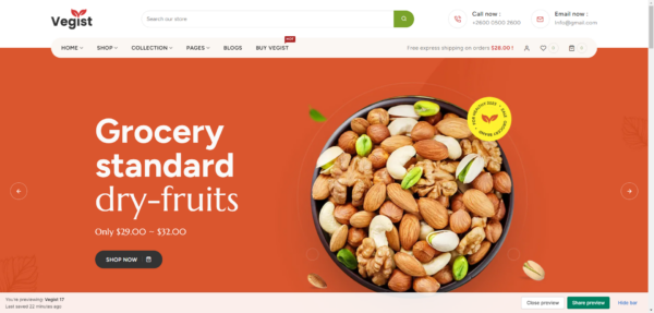 Vegist - Organic Food Store Template